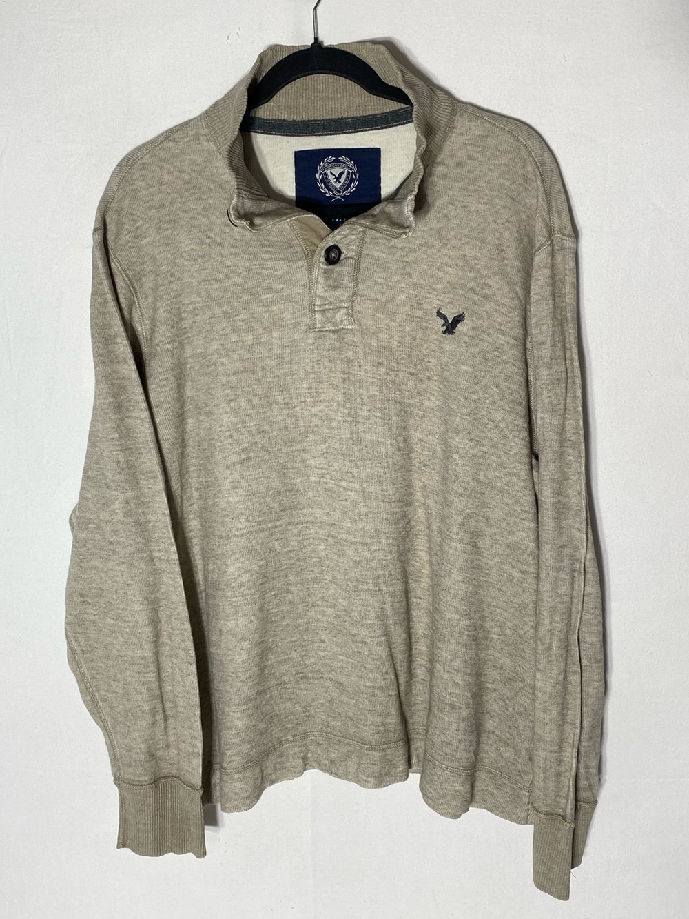 American Eagle Outfitters Mock Neck Button Pullover Sweater Beige Oatmeal XL